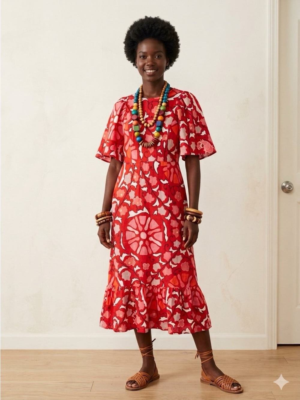 NWT RHODE × Target Zinnia Floral Bell Sleeve Linen
Blend Midi Dress - Size 12
